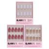 Glamnetic Press-On Nails Bundle – Rosé, Honey Bun & Lilac Gray | Rosy-Pink Nails with a Metallic Finish | Neutral Sparkly Short Almond Fake Nails, Velvet | Light Lilac Gray Short Squoval False Nails