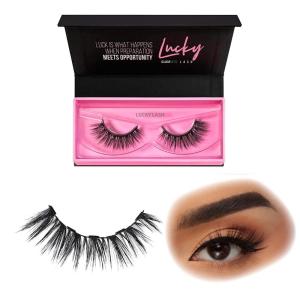 Glamnetic Magnetic Eyelashes – Lucky | Short Magnetic Lashes, 60 Wears Reusable High Volume Faux Mink Lashes, Cat Eye Flared – 1 Pair(Lucky)
