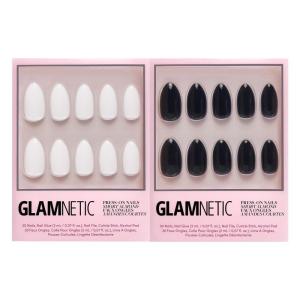 Glamnetic Press-On Nails Bundle – Angel & Boba | Opaque White Short Almond Nails | Opaque Black Short Almond Nails | Reusable Nail Kits