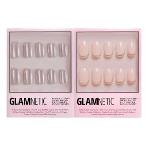 Glamnetic Press-On Nails Bundle – Pure Intentions & Sprinkles | Glossy, Iridescent Short Round Nails | Rainbow French Tip Short Almond Fake Nails | Reusable Nail Kits
