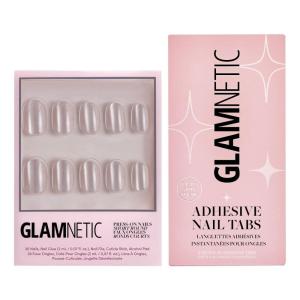 Glamnetic Press-On Nails & Adhesive Nail Tabs – Pure Intentions | Glossy, Iridescent Short Round Nails | 12 Sizes – 30 Nail Kit with Adhesive Tabs