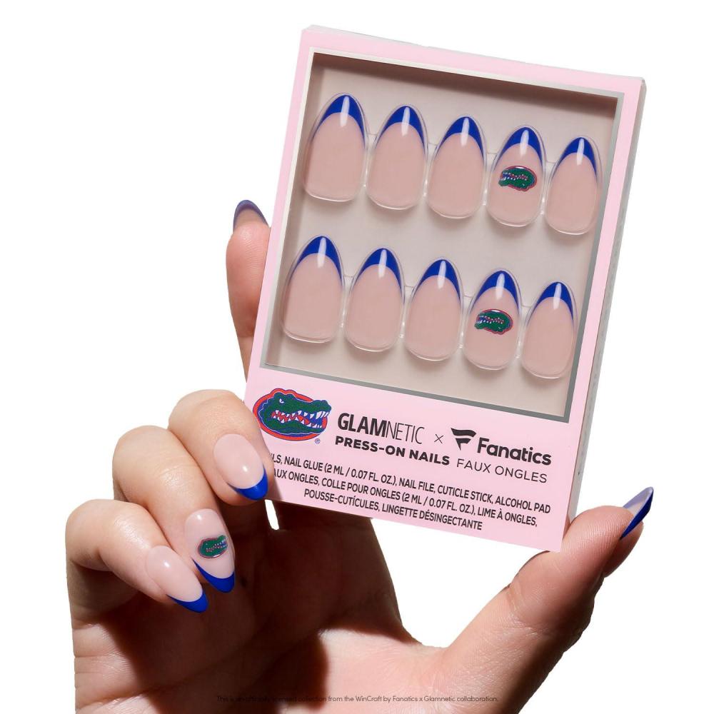imageGlamnetic x Fanatics Press On Nails  Miami Hurricanes  Short Almond Fake Nails Collegiate Hurricanes Green French Tips College Nails SalonQuality  15 Sizes  30 Nail Kit with GlueFlorida Gators