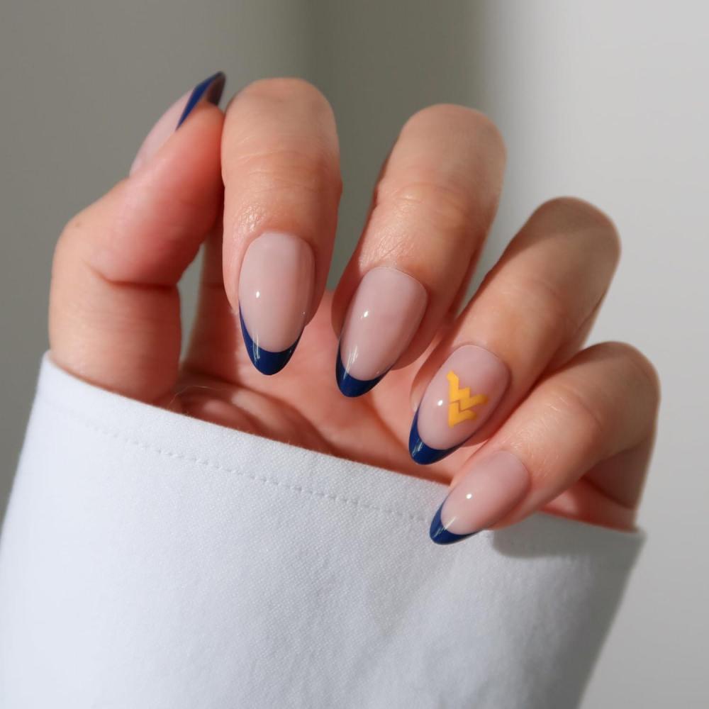 imageGlamnetic x Fanatics Press On Nails  Miami Hurricanes  Short Almond Fake Nails Collegiate Hurricanes Green French Tips College Nails SalonQuality  15 Sizes  30 Nail Kit with GlueWest Virginia Mountaineers