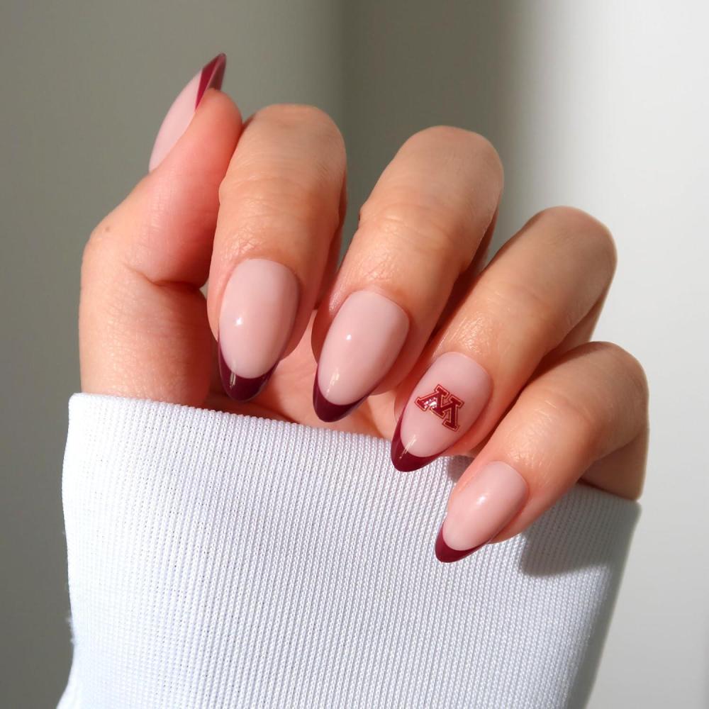 imageGlamnetic x Fanatics Press On Nails  Miami Hurricanes  Short Almond Fake Nails Collegiate Hurricanes Green French Tips College Nails SalonQuality  15 Sizes  30 Nail Kit with GlueMinnesota Golden Gophers