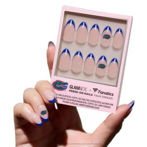 Glamnetic x Fanatics Press On Nails – Miami Hurricanes | Short Almond Fake Nails, Collegiate Hurricanes Green French Tips, College Nails, Salon-Quality | 15 Sizes – 30 Nail Kit with Glue(Florida Gators)