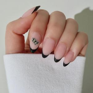 Glamnetic x Fanatics Press On Nails – Miami Hurricanes | Short Almond Fake Nails, Collegiate Hurricanes Green French Tips, College Nails, Salon-Quality | 15 Sizes – 30 Nail Kit with Glue(UCF Knights)