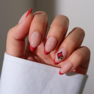 Glamnetic x Fanatics Press On Nails – Miami Hurricanes | Short Almond Fake Nails, Collegiate Hurricanes Green French Tips, College Nails, Salon-Quality | 15 Sizes – 30 Nail Kit with Glue(Louisville Cardinals)