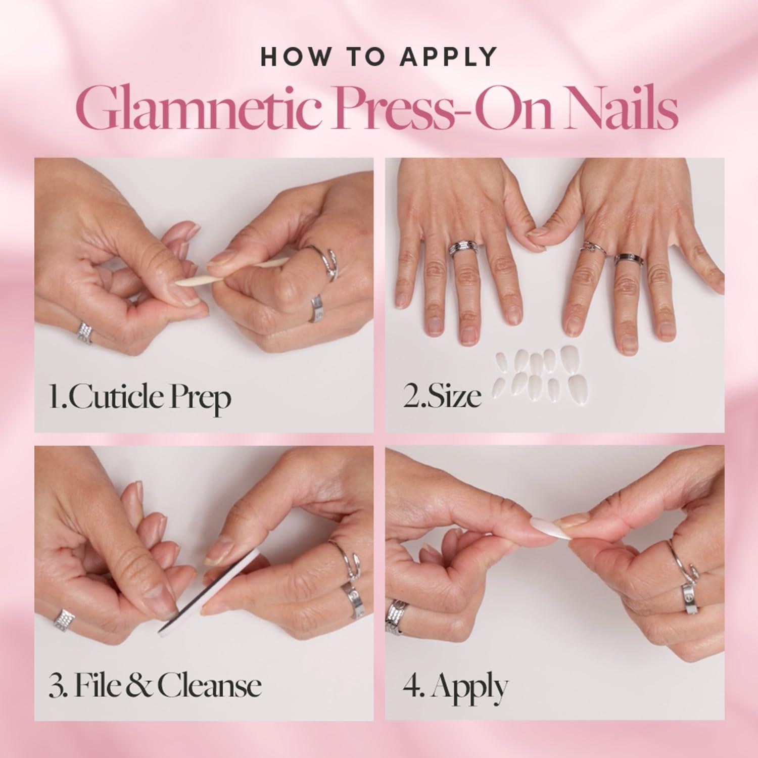 imageGlamnetic Press On Nails amp Brush On Nail Glue Bundle Bubble Gum Glaze Short Almond Pink French Tip Nails with a Glazed Finish 15 Sizes 30 Nail Kit with Glue