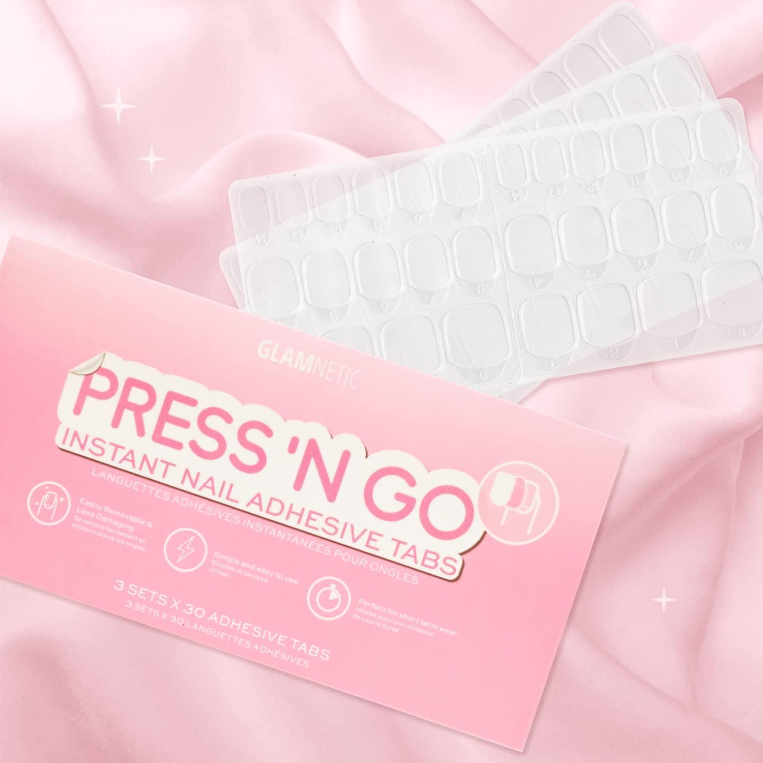 imageGlamnetic PressOn Nails Bubble Gum Glaze Super Strong Brush On Nail Glue amp Nail Adhesive Tabs Short Almond Pink French Tip Nails with a Glazed Finish 15 Sizes 30 Nail Kit with Glue