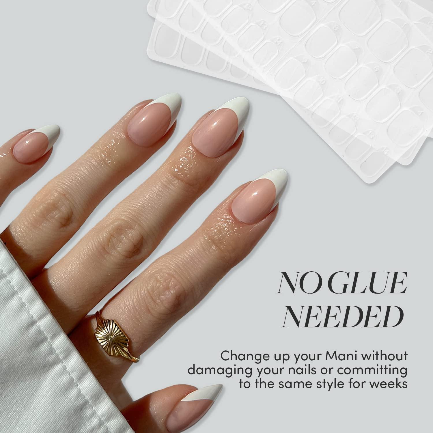 imageGlamnetic PressOn Nails Bubble Gum Glaze Super Strong Brush On Nail Glue amp Nail Adhesive Tabs Short Almond Pink French Tip Nails with a Glazed Finish 15 Sizes 30 Nail Kit with Glue