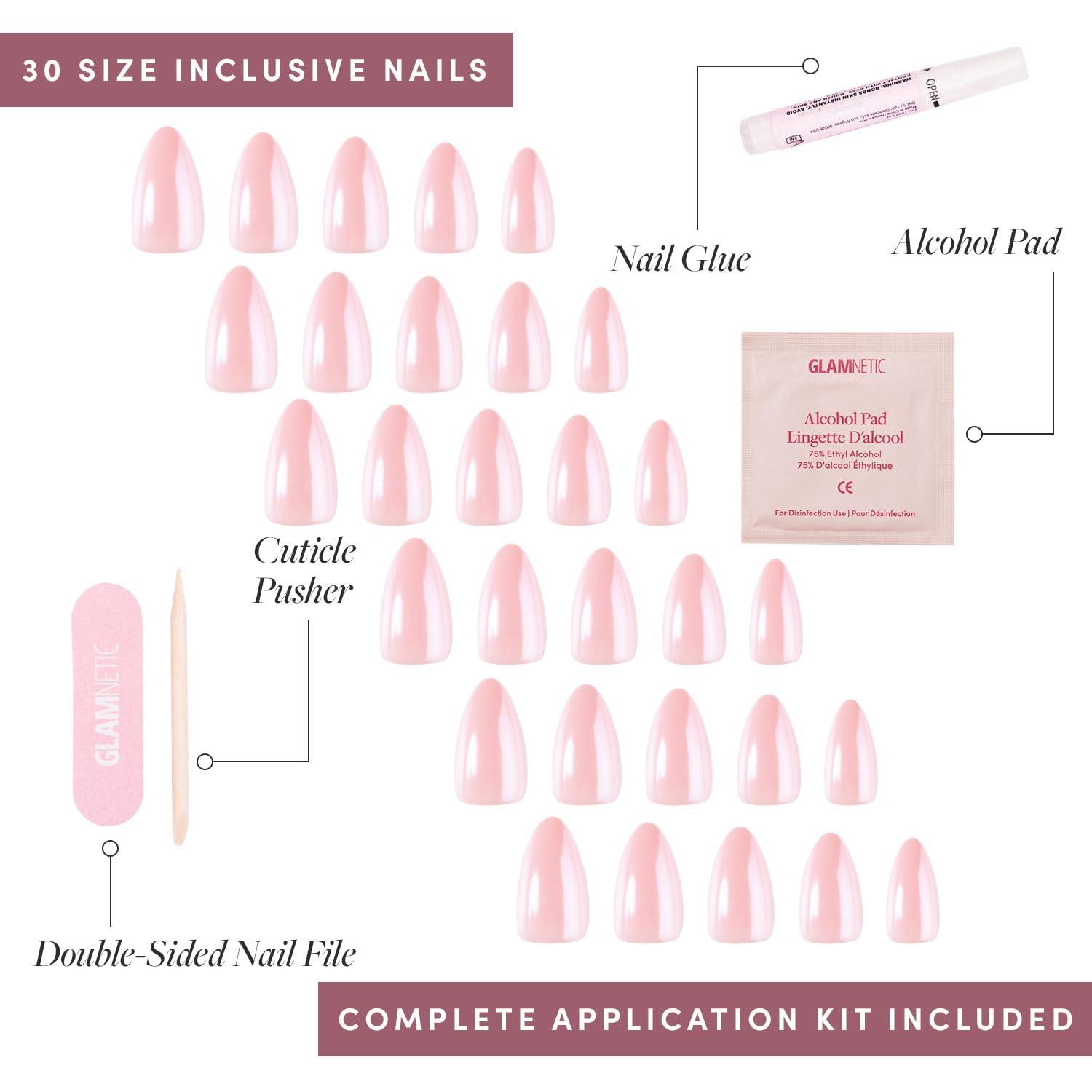 imageGlamnetic PressOn Nails Bundle Hailey amp First Kiss Glossy SemiTransparent Fake Nails Neutral Pink False Nails with a Glaze Finish Reusable Short Almond Nail Kits