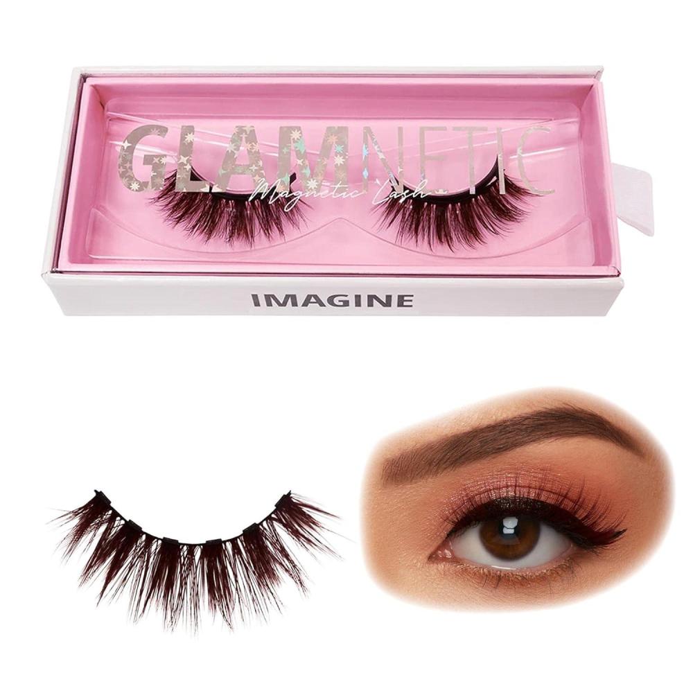 imageGlamnetic Magnetic Eyelashes  Imagine  Brown Lashes Short Magnetic Lashes 60 Wears Reusable Natural Eyelashes Wispy Cute Natural Look Brown Eyelash  1 Pair