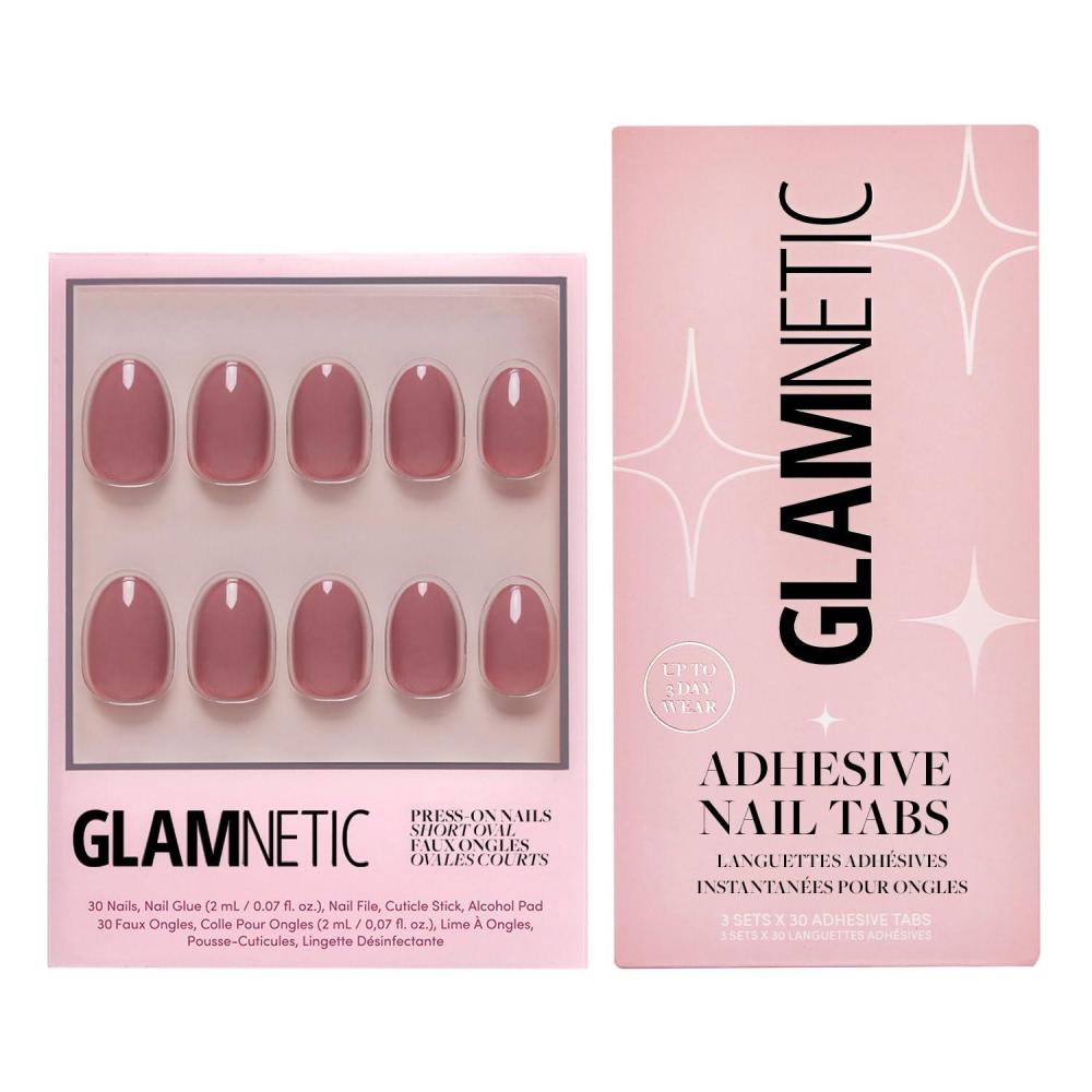 imageGlamnetic PressOn Nails amp Adhesive Nail Tabs  Fall Mauve  Opaque Muted Blush Mauve Short Oval False Nails Reusable