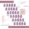 Glamnetic Press On Nails – Berry Fizz Short Oval With Brush On Glue and Remover | Magenta With Metallic Finish, Reusable | 15 Sizes – 30 Nail Kit