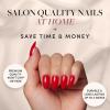 Glamnetic Press-On Nails – Fiery Red | Super Strong Brush On Nail Glue & Nail Adhesive Tabs | Opaque Bright Red Short Almond Fake Nails, Reusable | 15 Sizes – 30 Nail Kit
