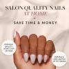 Glamnetic Press-On Nails – Hailey | Super Strong Brush On Nail Glue & Press-On Nail Remover | Glossy, Semi-Transparent, Short Almond Nails, Reusable | 15 Sizes – 30 Nail Kit with Glue and Remover