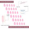 Glamnetic Press-On Nails – Think Pink | Super Strong Brush On Glue & Press-On Nail Remover | Solid Opaque Light Pastel Pink Short Oval Nails, Reusable | 15 Sizes – 30 Nail Kit