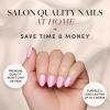 Glamnetic Press-On Nails – Think Pink | Super Strong Brush On Glue & Press-On Nail Remover | Solid Opaque Light Pastel Pink Short Oval Nails, Reusable | 15 Sizes – 30 Nail Kit