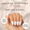 Glamnetic Press-On Nails & Adhesive Nail Tabs – Angel | Opaque White Short Almond Nails, Reusable | 12 Sizes – 24 Nail Kit with Adhesive Tabs