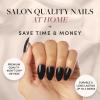 Glamnetic Press-On Nails & Adhesive Nail Tabs – Boba | Opaque Black Short Almond Nails, Reusable | 12 Sizes – 24 Nail Kit with Adhesive Tabs