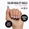 Glamnetic Press-On Nails & Adhesive Nail Tabs – Caviar | Semi-Transparent with Black French Tips, Short Almond Nails, Reusable |