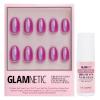 Glamnetic Press On Nails & Brush On Nail Glue Bundle – Berry Fizz | Short Oval, Magenta Nails with Velvet Metallic Finish | 15 Sizes – 30 Nail Kit with Glue