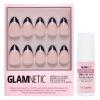 Glamnetic Press On Nails & Brush On Nail Glue Bundle – Caviar | Semi-Transparent, Short Almond Nails, Reusable | 15 Sizes – 30 Nail Kit with Glue