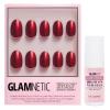 Glamnetic Press On Nails & Brush On Nail Glue Bundle – Cherry Glaze | Short Round Bright Cherry Red Nails with a Glaze Finish | 15 Sizes – 30 Nail Kit with Glue