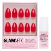 Glamnetic Press On Nails & Brush On Nail Glue Bundle – Fiery Red | Opaque Bright Red Short Almond Fake Nails, Reusable | 15 Sizes – 30 Nail Kit