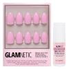 Glamnetic Press On Nails & Brush On Nail Glue Bundle – Think Pink | Solid Opaque Light Pastel Pink Short Oval Nails, Reusable | 15 Sizes – 30 Nail Kit