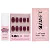 Glamnetic Press-On Nails – Berry Maroon | Super Strong Brush On Nail Glue & Nail Adhesive Tabs | Opaque Dark Red Maroon Short Round False Nails | Reusable Fake Nails with Glue & Adhesive Tabs