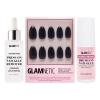 Glamnetic Press-On Nails – Boba | Super Strong Brush On Nail Glue & Press-On Nail Remover | Opaque Black Short Almond Nails, Reusable | 12 Sizes – 24 Nail Kit with Glue and Remover