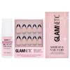 Glamnetic Press-On Nails – Caviar | Super Strong Brush On Nail Glue & Nail Adhesive Tabs | Semi-Transparent Nails with Black French Tips, Short Almond Shape Reusable Nail Kit with Glue & Adhesive Tabs