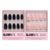 Glamnetic Press-On Nails Bundle – Boba & Astro | Opaque Black Short Almond Nails | Glossy Short Almond Semi-Transparent Fake Nails with 3D Metallic Silver Swirls | Reusable Nail Kits