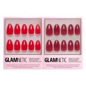 Glamnetic Press-On Nails Bundle – Fiery & Classic Red | Opaque Bright Short Almond Fake Nails | Opaque Cool Tone, Timeless Red Short Almond False Nails | Reusable Salon-Quality Nail Kits