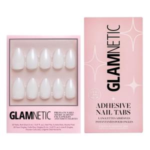 Glamnetic Press-On Nails & Adhesive Nail Tabs – Hailey | Glossy, Semi-Transparent, Short Almond Nails, Reusable | 15 Sizes – 30 Nail Kit with Adhesive Tabs