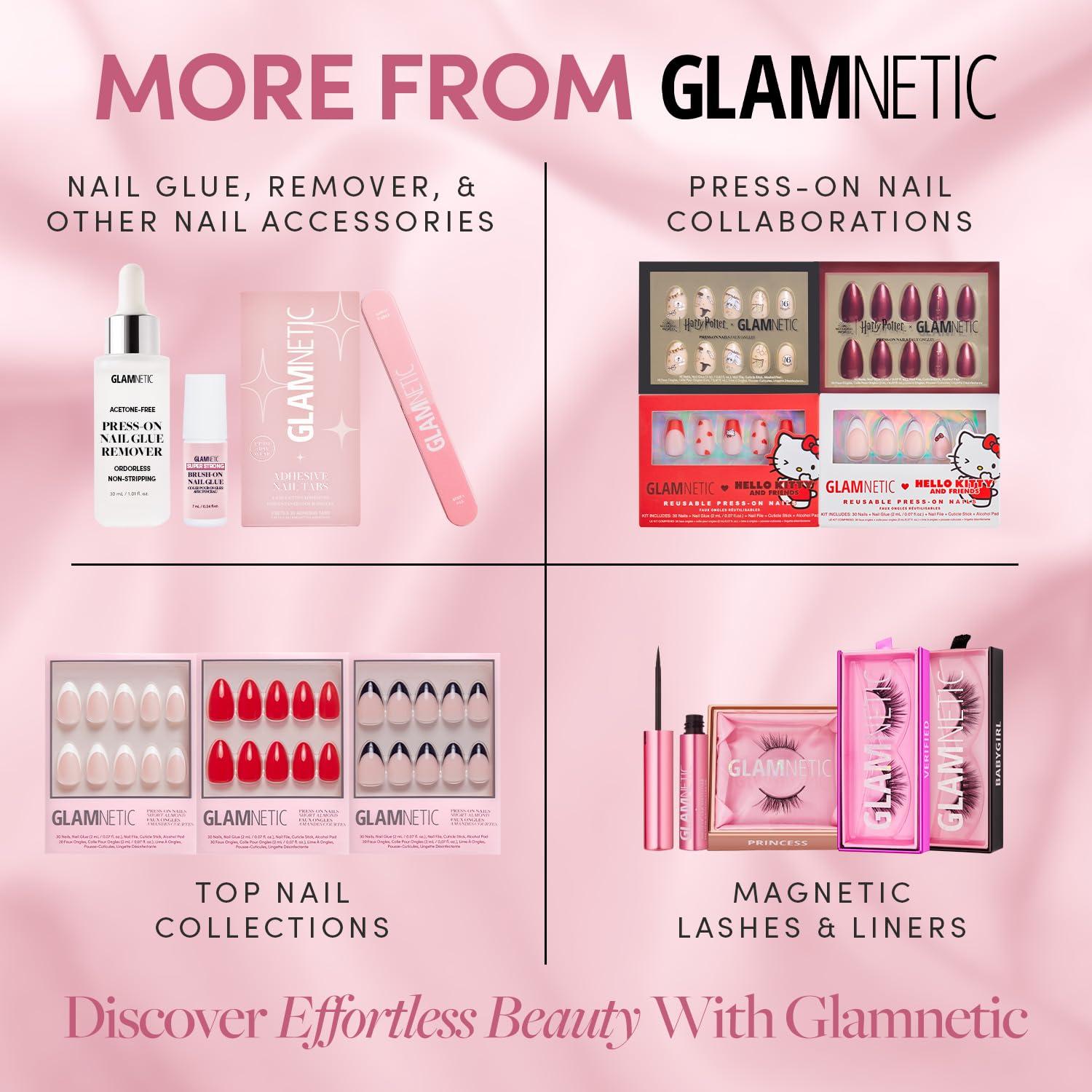 imageGlamnetic Press On Nails Sky Berry Short Almond Fake Nails with Milky White Base amp Blue Aura Center in Glazed Finish Salon Quality 15 Sizes 30 Nail Kit with GlueJam Drizzle