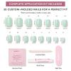 Glamnetic Press On Nails – Honeydewy | Short Squoval Fake Nails in Mint Green with Glazed Finish, Salon Quality | 15 Sizes – 30 Nail Kit with Glue(Honeydewy)