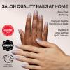 Glamnetic Press On Nails – Honeydewy | Short Squoval Fake Nails in Mint Green with Glazed Finish, Salon Quality | 15 Sizes – 30 Nail Kit with Glue(Sky Berry)