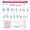 Glamnetic Press On Nails – Honeydewy | Short Squoval Fake Nails in Mint Green with Glazed Finish, Salon Quality | 15 Sizes – 30 Nail Kit with Glue(Sky Berry)