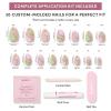 Glamnetic Press On Nails – Honeydewy | Short Squoval Fake Nails in Mint Green with Glazed Finish, Salon Quality | 15 Sizes – 30 Nail Kit with Glue(Strawberry Matcha)