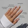 Glamnetic Press On Nails – Sky Berry | Short Almond Fake Nails with Milky White Base & Blue Aura Center in Glazed Finish, Salon Quality | 15 Sizes – 30 Nail Kit with Glue(Strawberry Matcha)