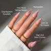 Glamnetic Press On Nails – Sky Berry | Short Almond Fake Nails with Milky White Base & Blue Aura Center in Glazed Finish, Salon Quality | 15 Sizes – 30 Nail Kit with Glue(Cherry Bow)
