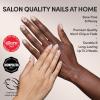 Glamnetic Press On Nails – Sky Berry | Short Almond Fake Nails with Milky White Base & Blue Aura Center in Glazed Finish, Salon Quality | 15 Sizes – 30 Nail Kit with Glue(Tipsy Olive)