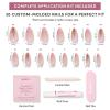 Glamnetic Press On Nails – Sky Berry | Short Almond Fake Nails with Milky White Base & Blue Aura Center in Glazed Finish, Salon Quality | 15 Sizes – 30 Nail Kit with Glue(Cherry Bow)