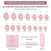 Glamnetic Press On Nails – Sky Berry | Short Almond Fake Nails with Milky White Base & Blue Aura Center in Glazed Finish, Salon Quality | 15 Sizes – 30 Nail Kit with Glue(Guava Drop)
