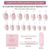 Glamnetic Press On Nails – Sky Berry | Short Almond Fake Nails with Milky White Base & Blue Aura Center in Glazed Finish, Salon Quality | 15 Sizes – 30 Nail Kit with Glue(Strawberry Bits)