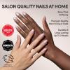 Glamnetic Press On Nails – Sky Berry | Short Almond Fake Nails with Milky White Base & Blue Aura Center in Glazed Finish, Salon Quality | 15 Sizes – 30 Nail Kit with Glue(Guava Drop)