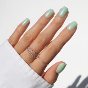 Glamnetic Press On Nails – Honeydewy | Short Squoval Fake Nails in Mint Green with Glazed Finish, Salon Quality | 15 Sizes – 30 Nail Kit with Glue(Honeydewy)