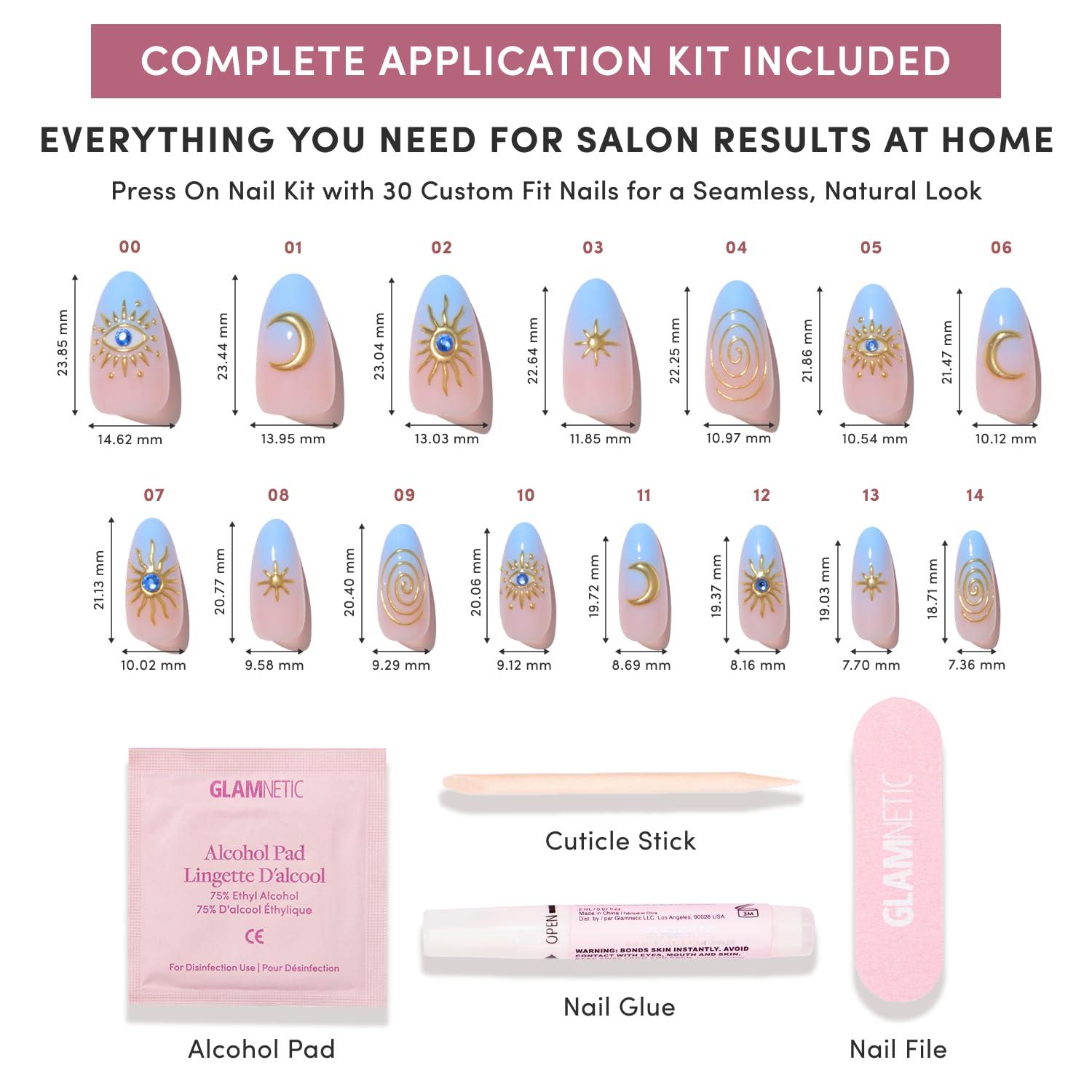 imageGlamnetic Press On Nails Short Oval Fake Nails with Blue French Tips Polka Dots amp Whale Accents Salon Quality Summer Nails Whale Waves 15 Sizes 30 Nail Kit with GlueSpirited Sky